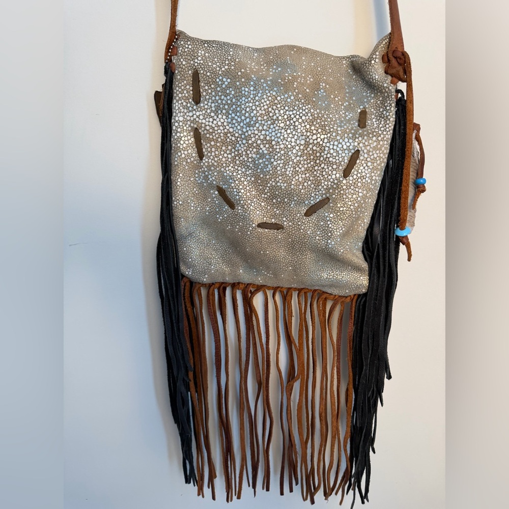 Handmade Soft Leather & Hair-On Hide Fringe Crossbody Purse ML Brand - Picture 12 of 16